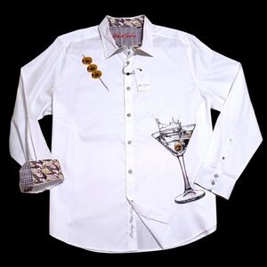 NEW Robert Graham Embroidered Cocktail $258 White 4XL Long Sleeve Classic Shirt